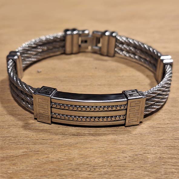 Pulseira Masculina em Aço Trabalhada