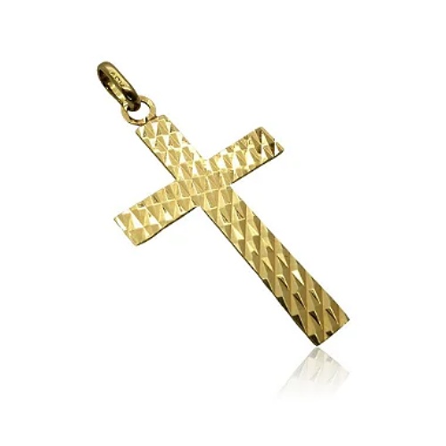 Pingente ouro 18k cruz frisada