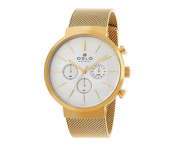 Relógio Oslo Masculino Dourado Cronógrafo OMGSSCVD0001