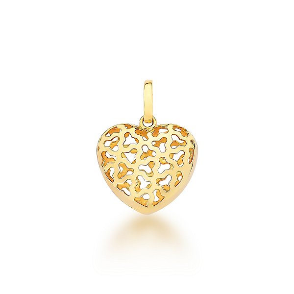 Pingente Coração Vazado Ouro 18K
