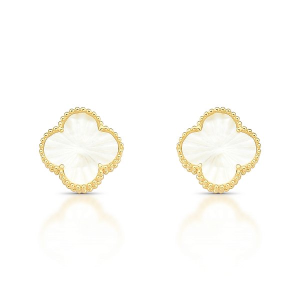 Brinco Trevo em Ouro 18k com Madrepérola