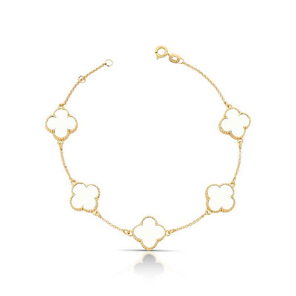 Pulseira Trevos em Ouro 18k com Madrepérola