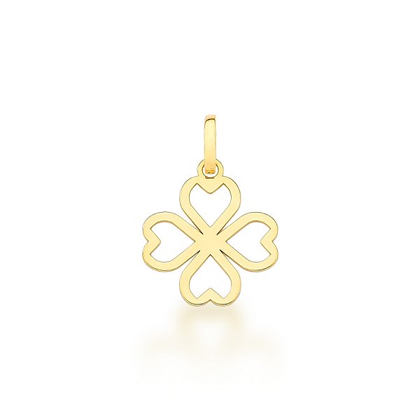Pingente Trevo de Quatro Folhas Vazado em Ouro 18k