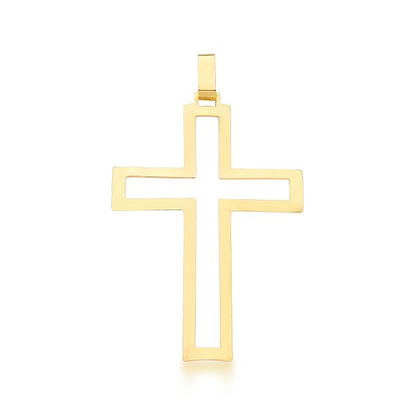 Pingente Cruz Abaulada e Vazada em Ouro 18k