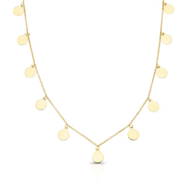 Gargantilha Choker com Medalhas Circulares em Ouro 18k