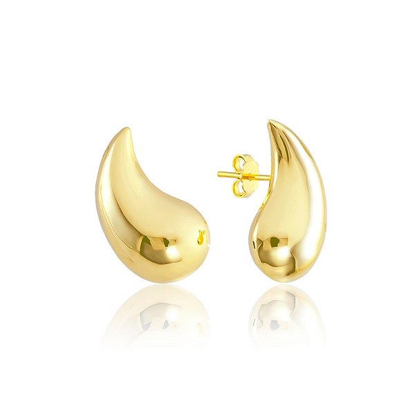 Brinco Gota Curvada em Ouro 18k
