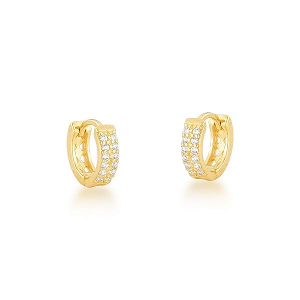 Brinco Argola Articulada "Double Shine" em Ouro 18k
