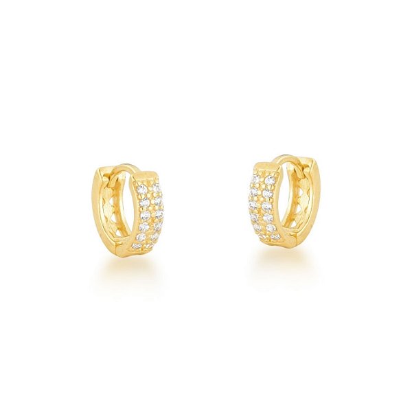 Brinco tipo Argola Africana em Ouro 18k com zircônias