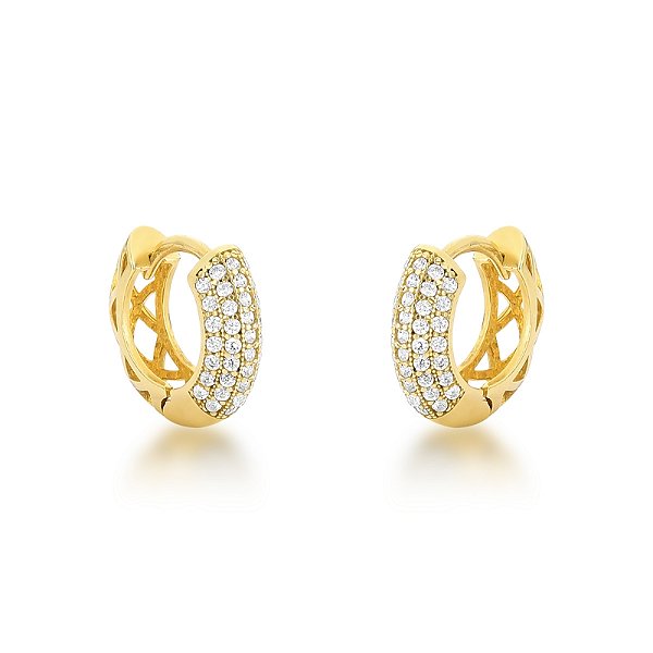 Brinco Argola Articulada com Galeria em Losangos em Ouro 18k