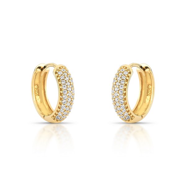 Brinco Argola Articulada "Triple Shine" em Ouro 18k