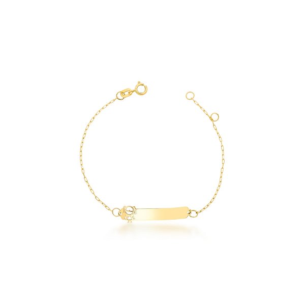 Pulseira Infantil com Chapa e Detalhe "Menina" em Ouro 18k