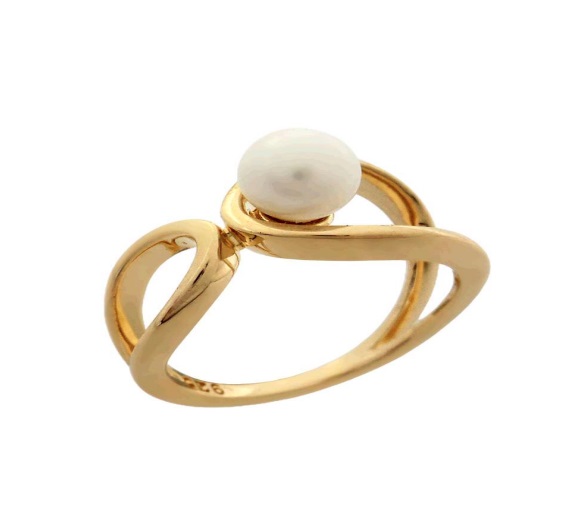Anel com Pérola Banhado a Ouro