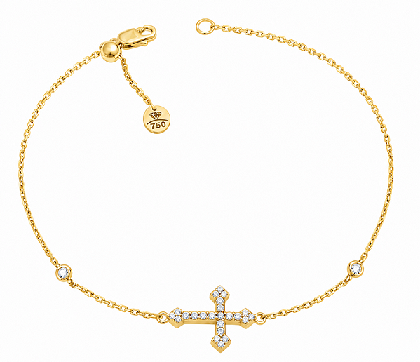 Pulseira Cruz com Zircônias Banhada a Ouro