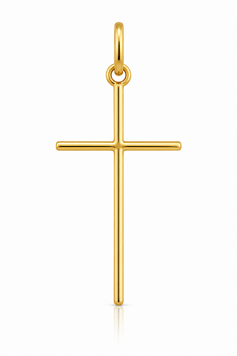 Pingente Cruz Lisa Alongada | Joia Religiosa Minimalista e Elegante