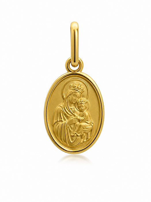 Pingente Medalha Nossa Senhora com Menino Jesus em Ouro