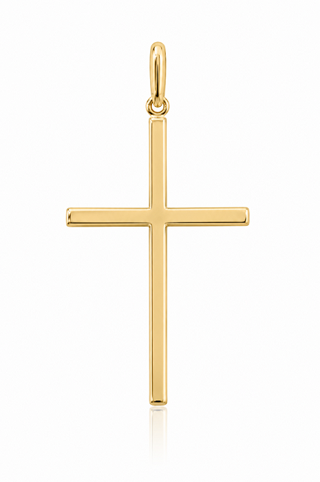 Pingente Cruz Lisa em Ouro Amarelo