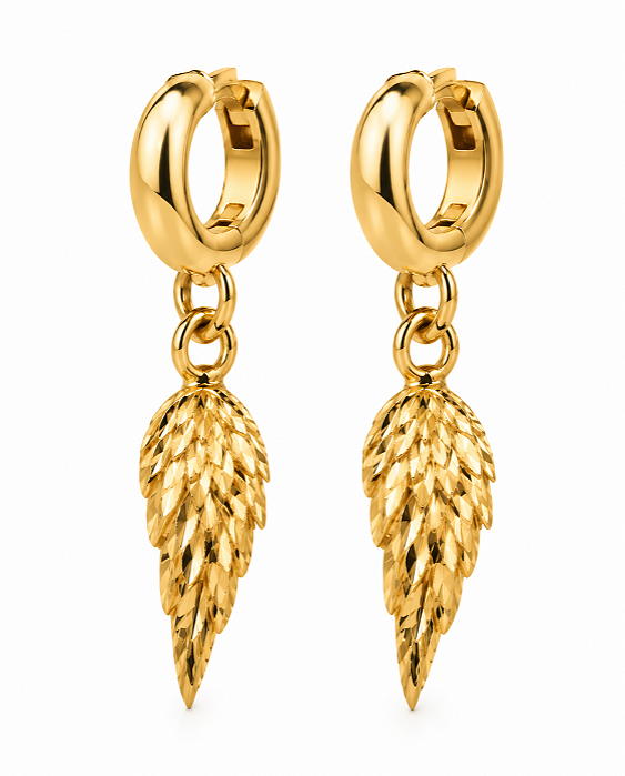 Brinco Prata 925 Dourado Africano Liso Pendente
