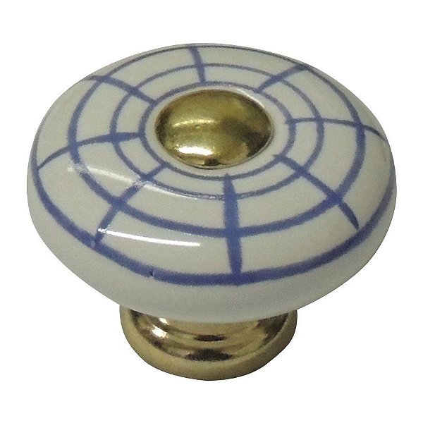 Puxador Cerâmica IL 7026 - Branco/Azul - 32MM