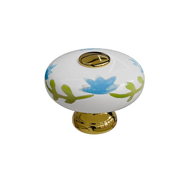 Puxador Cerâmica IL 7031 - Estampa Flor - 32MM