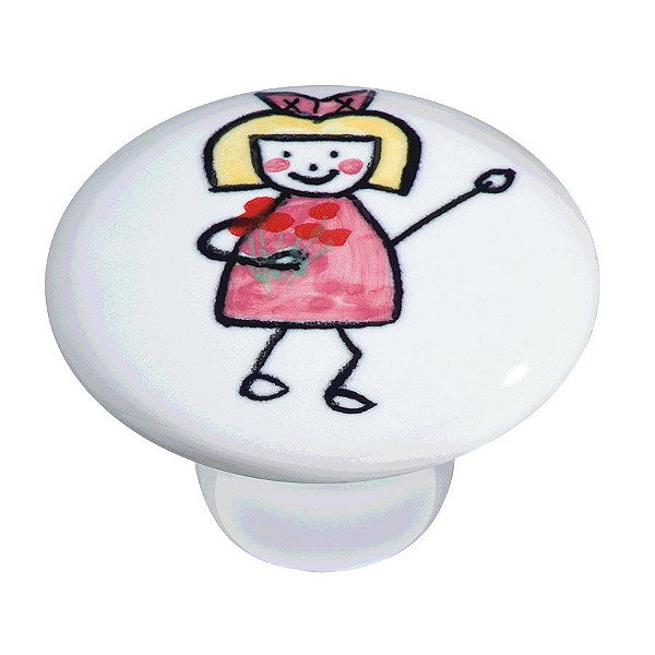 Puxador Cerâmica IL 7049 - Menina Flor - 37MM