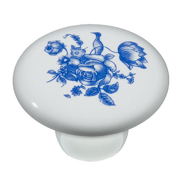 Puxador Cerâmica IL 7068 - Estampa Azul - 37MM