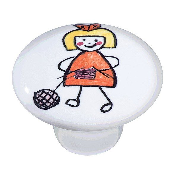 Puxador Cerâmica IL 7071 - Menina Tricô - 37MM