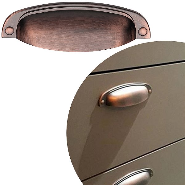 Puxador Concha Vivaro 115 - Cobre Velho - 96MM