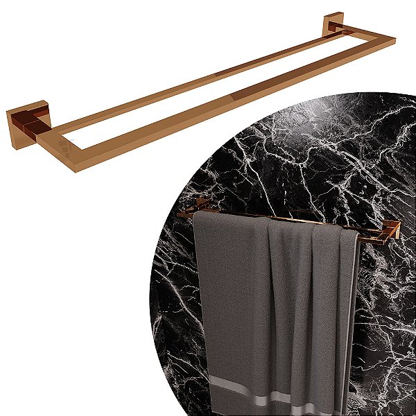 Porta Toalha Duplo - 60 cm - Eterna Red Gold