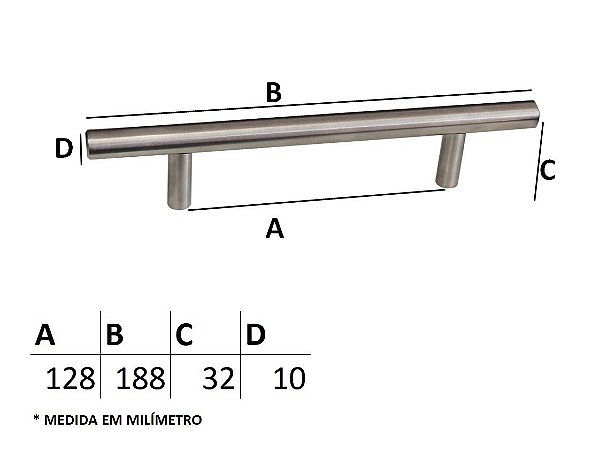 Puxador  IL 812 - Polido - 128MM