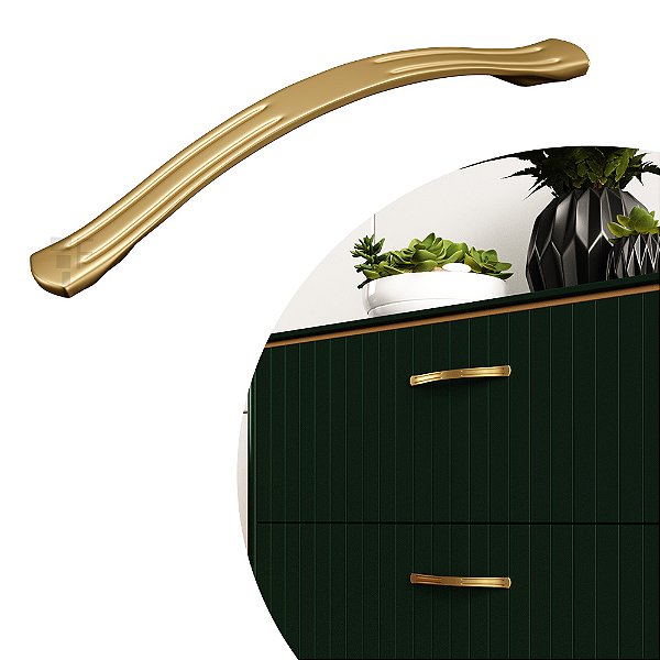 Puxador Tellus IL 2096 - Dourado Matte - 96MM