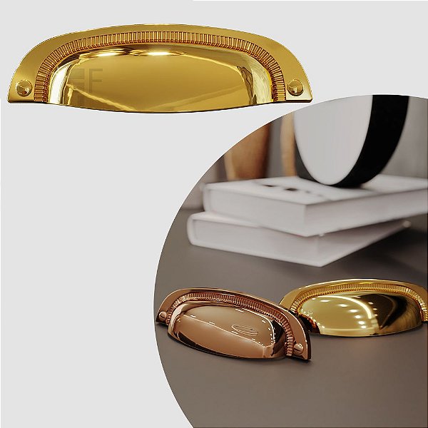 Puxador Concha Vivaro 222 - Ouro Real - 96MM