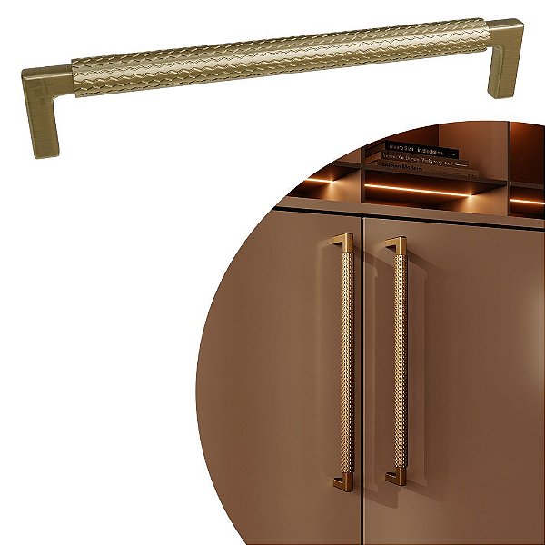 Puxador Zigrinato IL 1780 - Bronze Escovado - 224MM