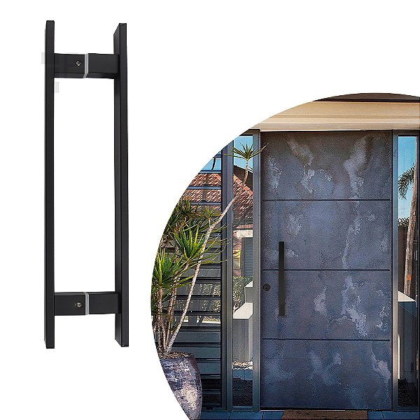 Puxador Duplo DF 926 - Inox 202 - Preto - 60 cm