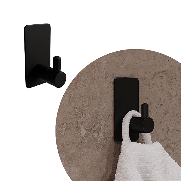Cabide - Delia - Inox Black - Auto Colante - 40x80mm