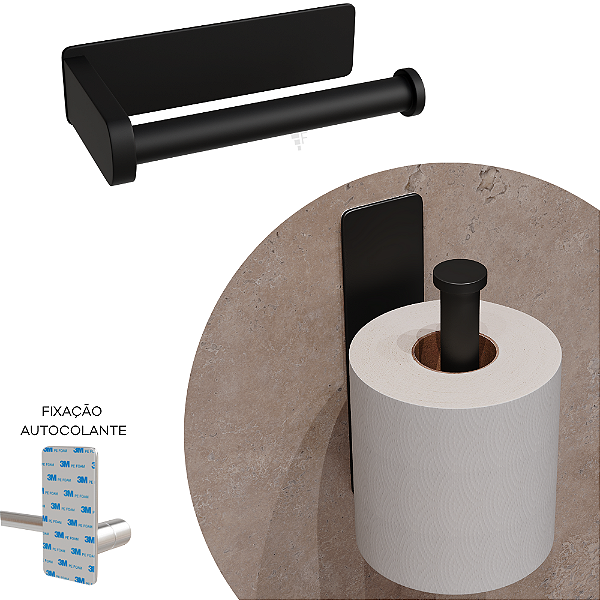 Papeleira - Delia - Inox Black - Auto Colante