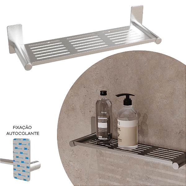 Porta Shampoo - Delia - Inox - Auto Colante