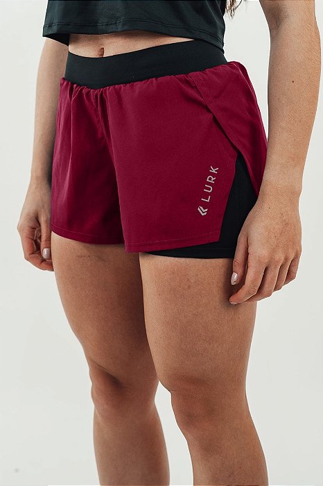 Shorts Fem. Lurk 2x1 - Bordô