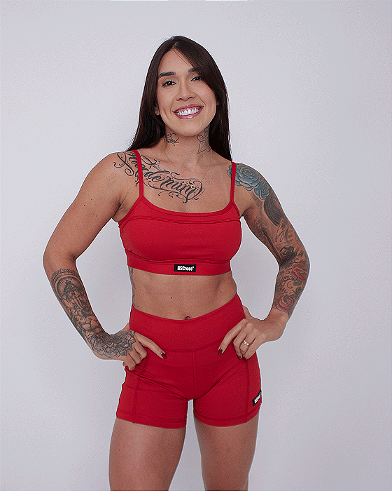 Shorts BS Cross Levanta Bumbum - Vermelho