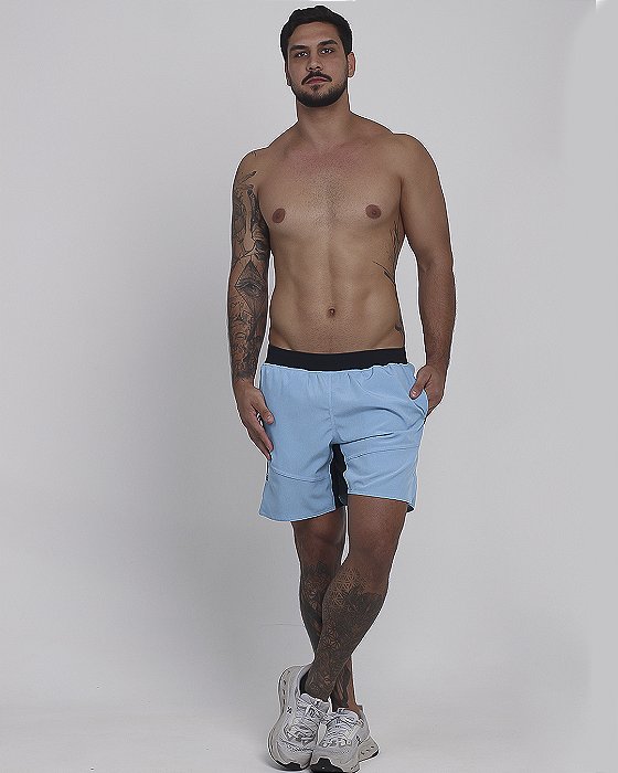 Bermuda BS Cross Ziper Curta - Azul