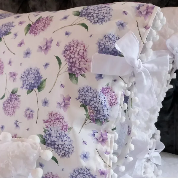 Porta travesseiro estampa Hortênsias