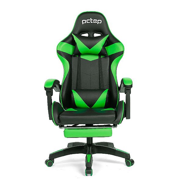 Cadeira Gamer Pctop Racer Verde C/ Descanso De Pe - Se1006e