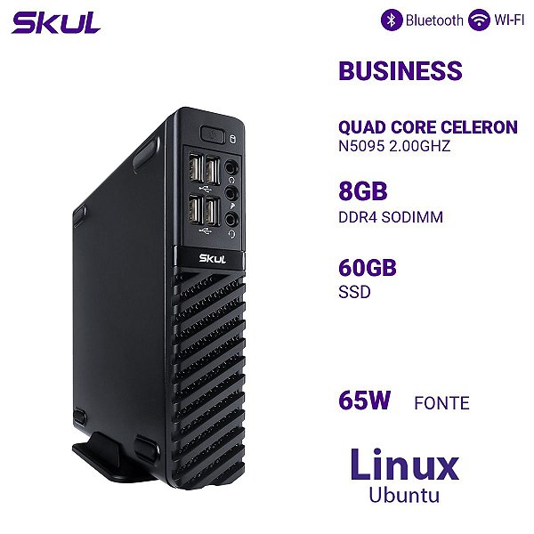 Mini Computador Business B100 Quad Core Celeron  N5095 2.00ghz Mem 8gb Ddr4 Ssd 60gb Wi-fi + Bt Fonte 65w Linux