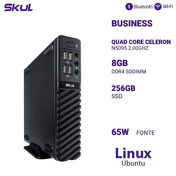 Mini Computador Business B100 Quad Core Celeron N5095 2.00ghz Mem 8gb Ddr4 Ssd 256gb Wi-fi + Bt Fonte 65w Externa Linux