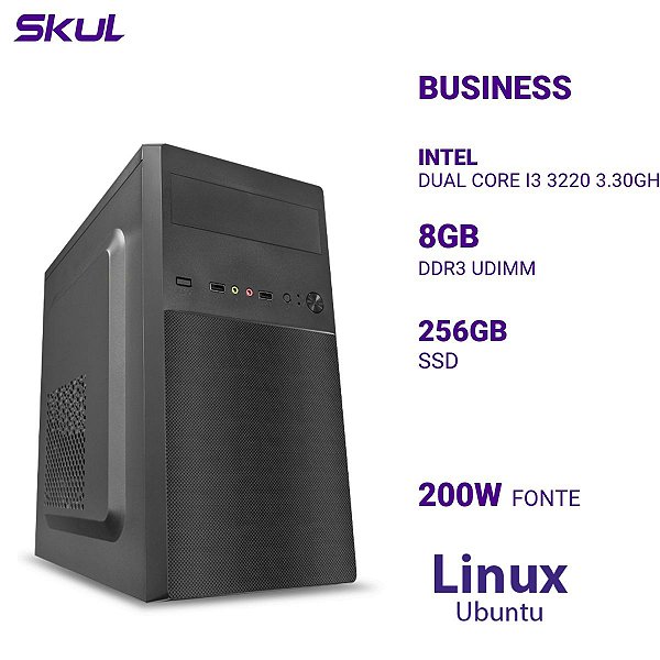 Computador Business B300 Dual Core I3 3220 3.30ghz Mem 8gb Ddr3 Ssd 256gb Fonte 200w Linux Ubuntu