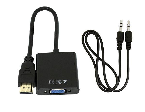 CABO CONVERSOR VGA PARA HDMI + AUDIO P2 (3.5MM) CM-160