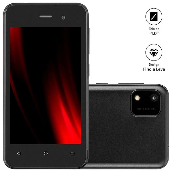 Smartphone E Lite 2 Preto 32gb 3g Wi-fi Tela 4,0" Dual Chip Android 11 (go Edition) Quad Core - P9146