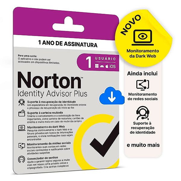 Identity Advisor Norton Plus 1 Usuário 12 meses ESD - 21447639