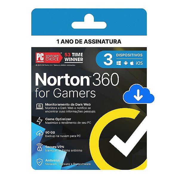 Antivírus Norton 360 Gamers - 3 dispositivos - 12 Meses ESD - 21415189