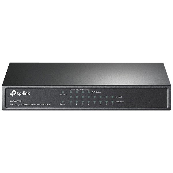 Switch Gigabit 10/100/1000 8 Portas C/ 4 Portas Poe+ Tl-sg1008p Smb [F023]