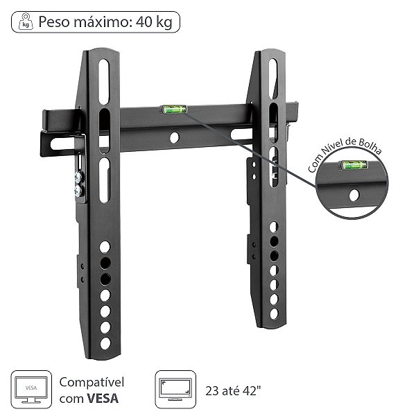 Suporte Para Tv Led Lcd Fixo 23"" A 42"" Com Nivel De Bolha - Stf100 [F023]